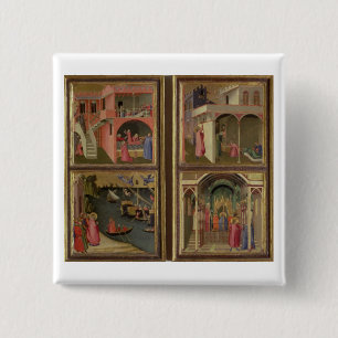 Macaron Carré 5 Cm Quatre scènes de la vie de Saint-Nicolas : NIC de