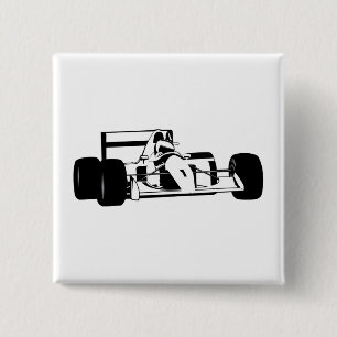 Macaron Carré 5 Cm Race Car Silhouette noir et blanc
