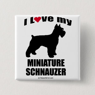 MACARON CARRÉ 5 CM "RACE DE CHIEN" - SCHNAUZER MINIATURE - "J'AIME MA