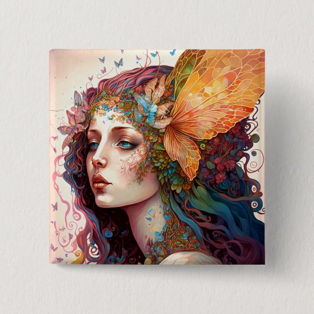 Macaron Carré 5 Cm Rainbow Goddess Imaginaire Art (Devant)