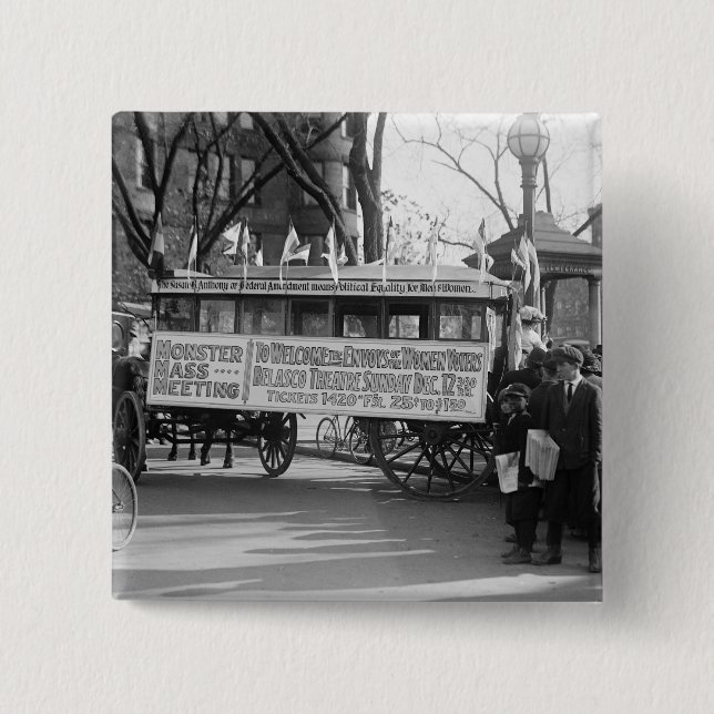 Macaron Carré 5 Cm Rassemblement de suffrage, 1919 (Devant)