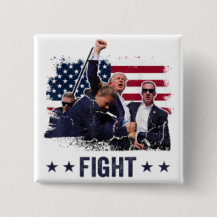 Macaron Carré 5 Cm Rassemblement Trump 2024 Poing de Combat Trump Ras