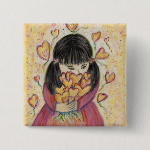 Macaron Carré 5 Cm Rassembler les coeurs d'amour Bouton Portable Pins
