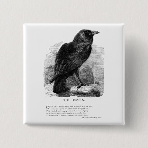 Macaron Carré 5 Cm Raven par Edgar Allen Poe