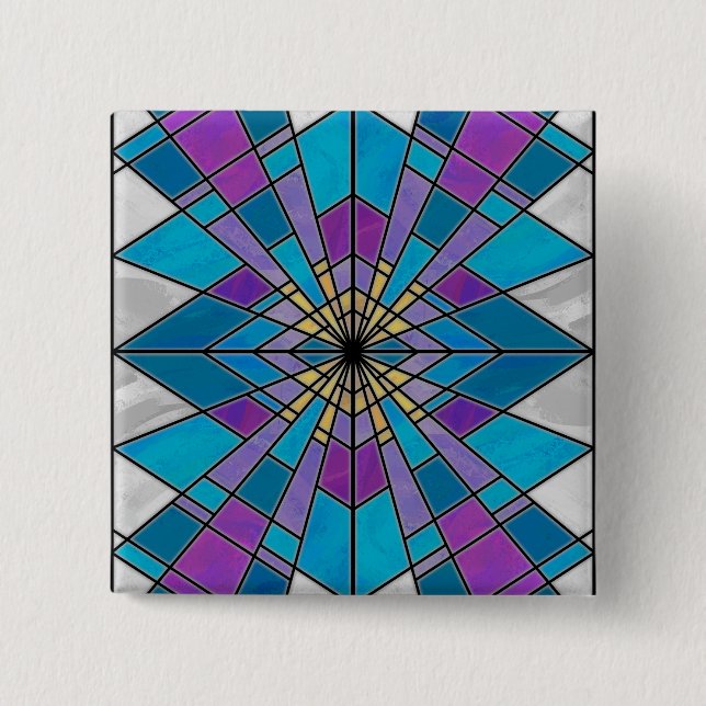 Macaron Carré 5 Cm Rayon en verre de teint bleu et violet (Devant)