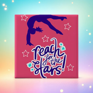 Macaron Carré 5 Cm Reach for the Stars Gymnastique Tumbling