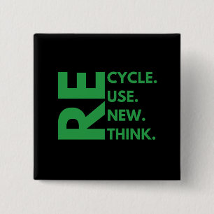 Macaron Carré 5 Cm Recycler Réutiliser Renouveler Repenser Jour de la