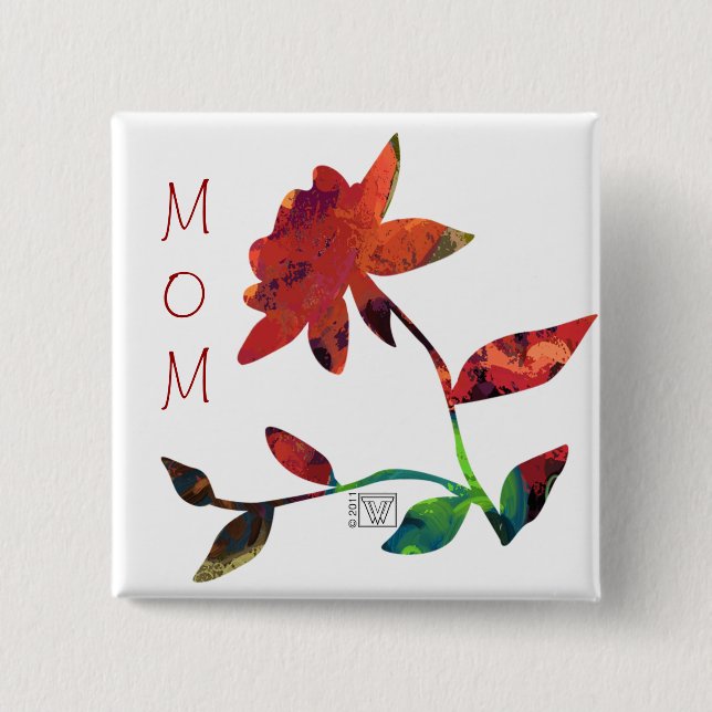 Macaron Carré 5 Cm Red Rose Art MOM (Devant)