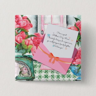 Macaron Carré 5 Cm Red Roses Floral Letter Envelope Mother's Day