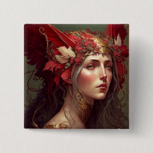 Macaron Carré 5 Cm Red Valkyrie Femme Imaginaire Art