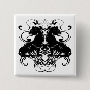 Macaron Carré 5 Cm Réélaboration de lions vintage avec des volutes
