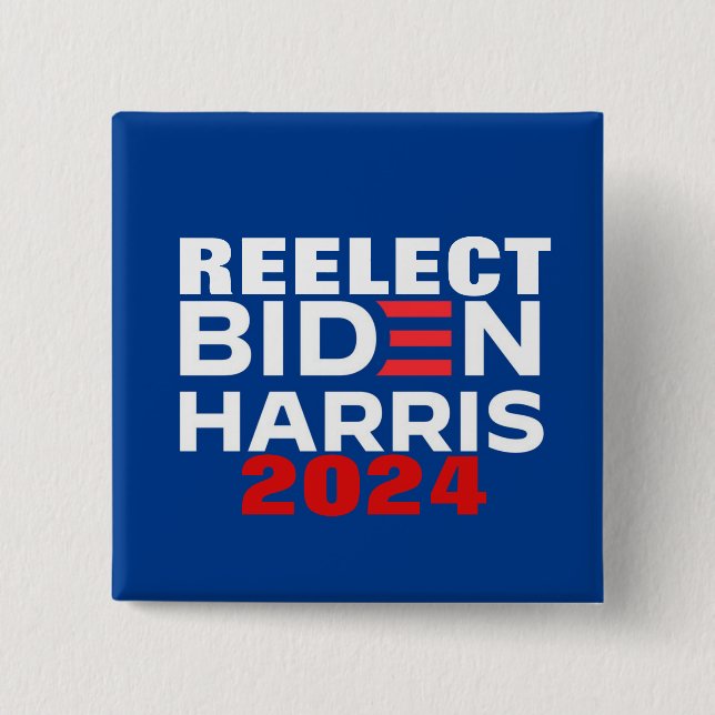 Macaron Carré 5 Cm Réélire Biden Harris 2024 (Devant)