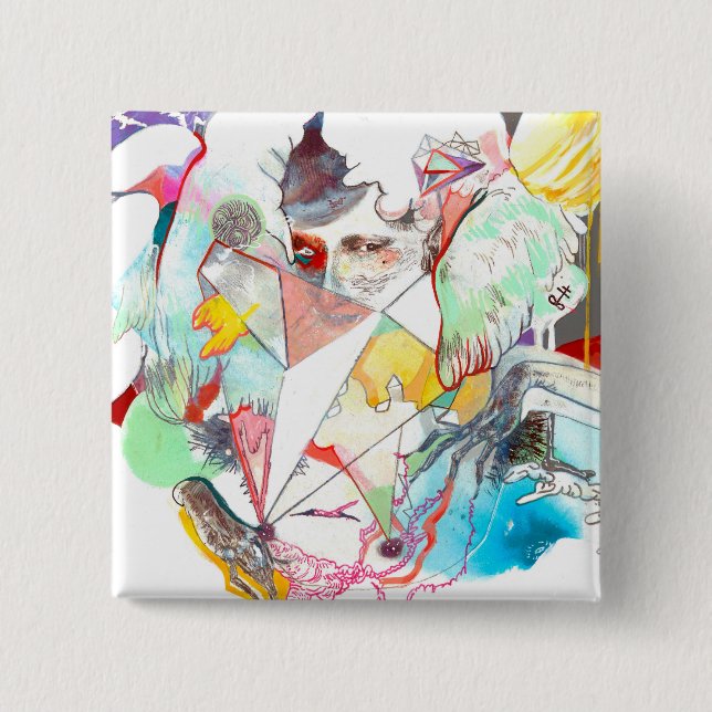 MACARON CARRÉ 5 CM REFLÉTEZ LES BOUTONS (Devant)