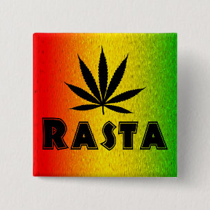 Macaron Carré 5 Cm Reggae Rasta Leaf Jamaïcain Jamaïcain Carré Bouton