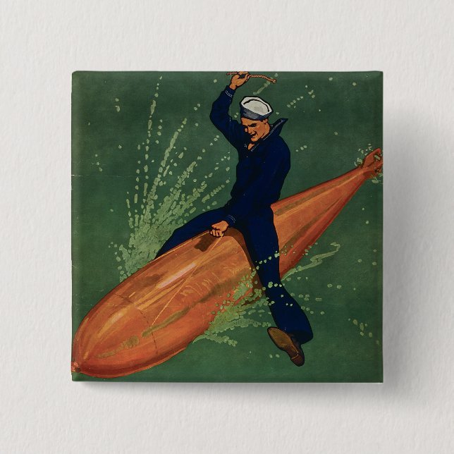 Macaron Carré 5 Cm Rejoignez la Marine (Devant)