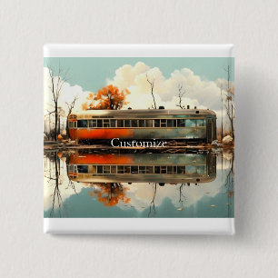 Macaron Carré 5 Cm Remorque Caravan vintage RV Thunder_Cove