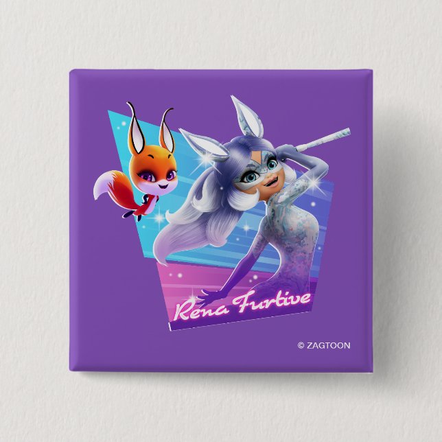 Macaron Carré 5 Cm Rena Furtive Graphic (Devant)