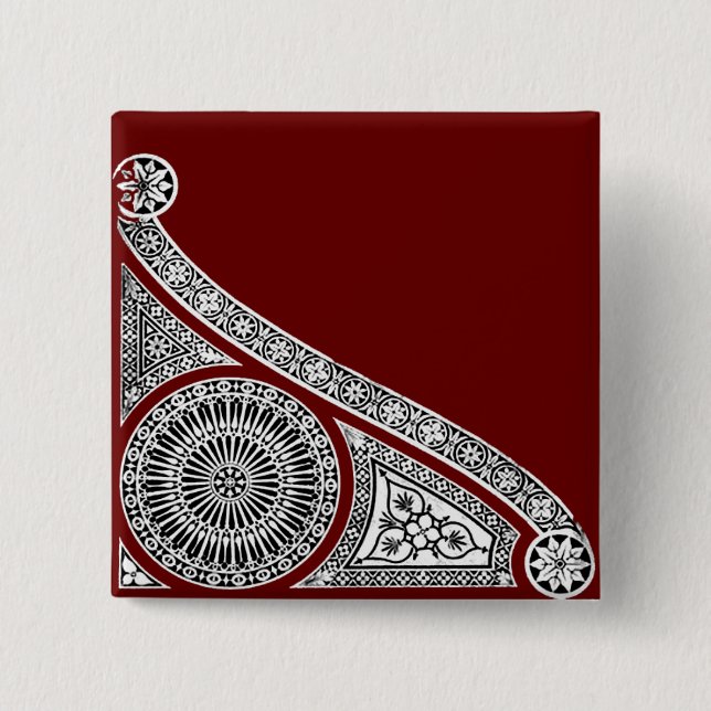 Macaron Carré 5 Cm RENAISSANCE Décor architectural noir blanc (Devant)