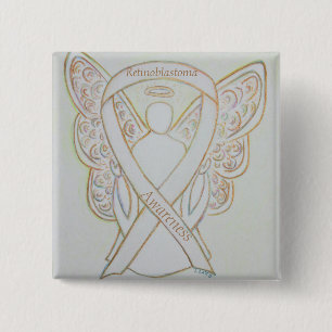 Macaron Carré 5 Cm Rétinoblastoma White Awareness Ribbon Angel Pin
