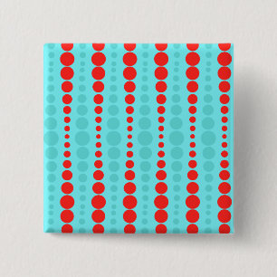 Macaron Carré 5 Cm Rétro bouton de points de rouge et de turquoise