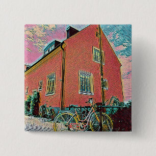 Macaron Carré 5 Cm Retro cycling artwork
