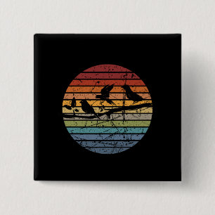 Macaron Carré 5 Cm Retro d'observation des oiseaux