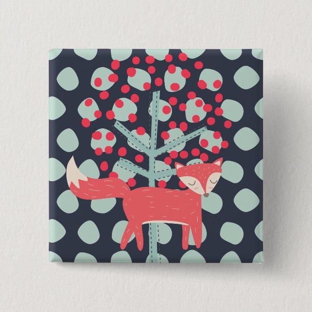 Macaron Carré 5 Cm Retro Fox (Devant)
