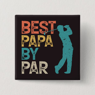 Macaron Carré 5 Cm Retro Golfer - Best Papa By Par