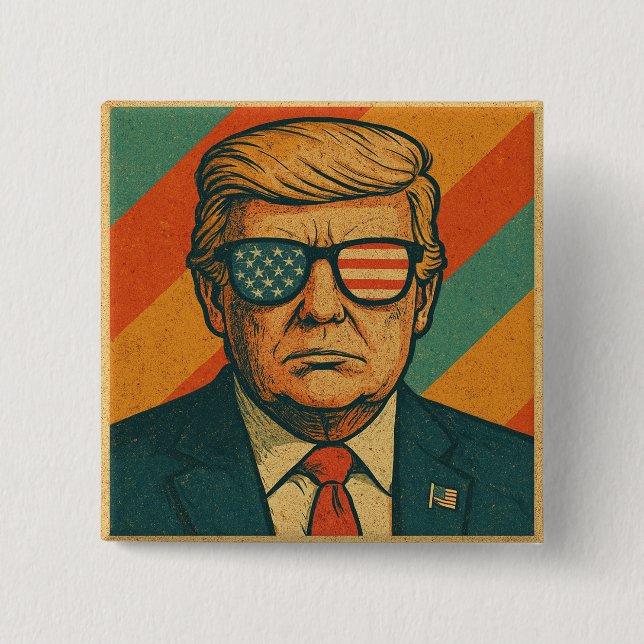 Macaron Carré 5 Cm Retro Trump Pin (Devant)