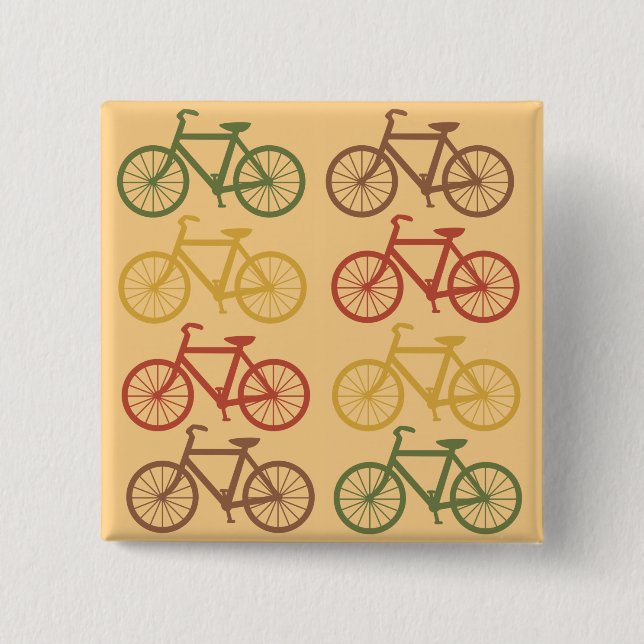 Macaron Carré 5 Cm Rétros bicyclettes (Devant)