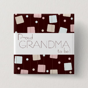 Macaron Carré 5 Cm Rétros roses pâles ou bleu ? Grand-maman fière 