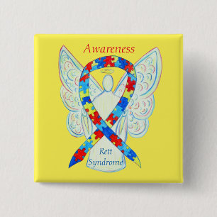 Macaron Carré 5 Cm Rett Syndrome Angel Puzzle Sensibilisation Ruban P