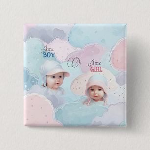 Macaron Carré 5 Cm Révélation de genre des visages du bébé