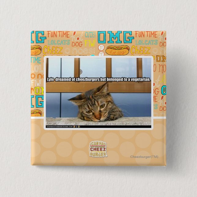 Macaron Carré 5 Cm Rêver de Cheesburgers (Devant)