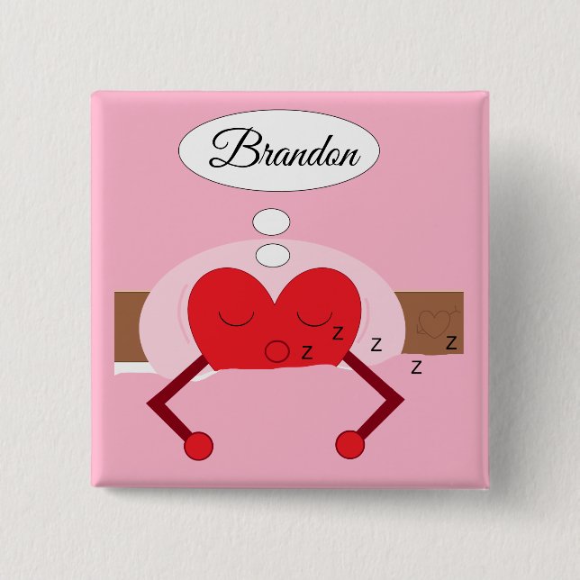 Macaron Carré 5 Cm Rêves de coeur teintes rose (Devant)