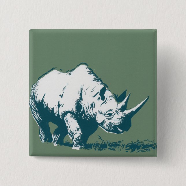 Macaron Carré 5 Cm Rhinocéros (Devant)
