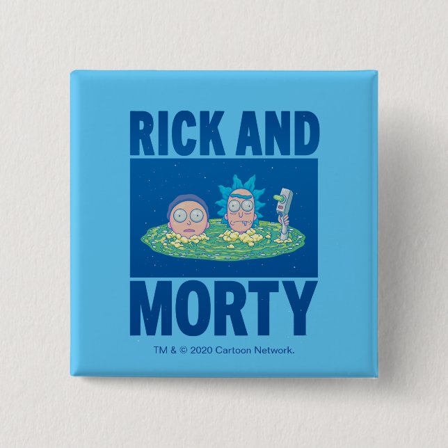 Macaron Carré 5 Cm RICK ET MORTY™ | Parcourir le portail (Devant)