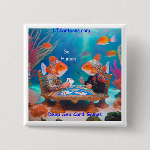 Macaron Carré 5 Cm Rick London Fish Jouant à "Go Fish" Jeu de Cartes 