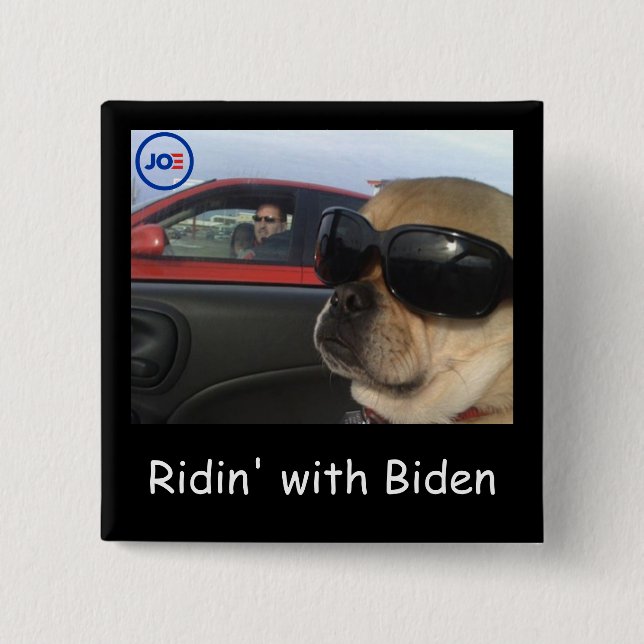 Macaron Carré 5 Cm Riden' avec Biden 2020 (Devant)