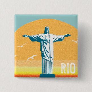 Macaron Carré 5 Cm Rio - Corcovado - Jésus Christ Rédempteur
