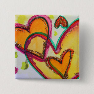 Macaron Carré 5 Cm Rire Coeurs Connecter des boutons d'art ou des bro