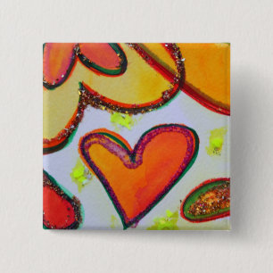 Macaron Carré 5 Cm Rire Coeurs Jardin Boutons d'art ou Épingles