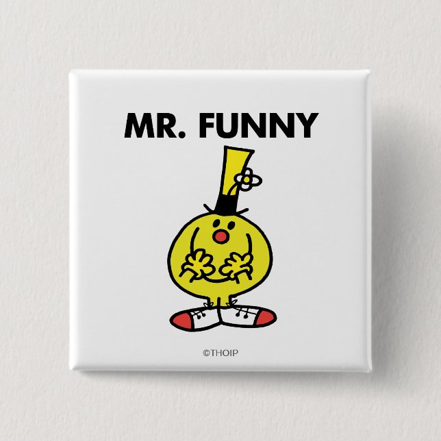 Macaron Carré 5 Cm Rire M. Funny Avec Fleur (Devant)