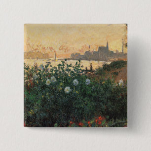 Macaron Carré 5 Cm Riverbank, Argenteuil - Claude Monet - c1