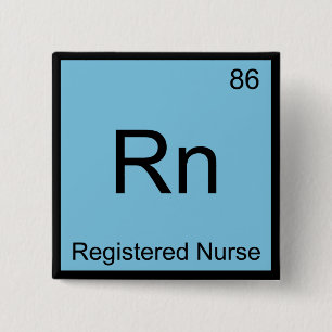 Macaron Carré 5 Cm Rn - Infirmière inscrite Chimie Élément Symbole