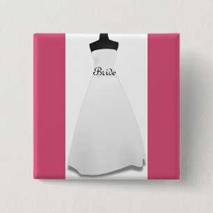 Macaron Carré 5 Cm Robe de mariée élégante Script Bride bouton cadeau