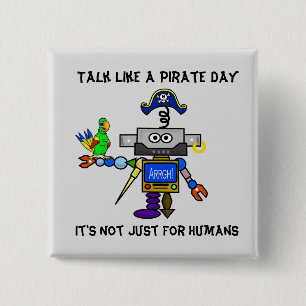 Macaron Carré 5 Cm Robot Pirate "Talk Like A Pirate Day" Button