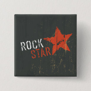 Macaron Carré 5 Cm Rock Star Étoile Rouge en détresse Grunge