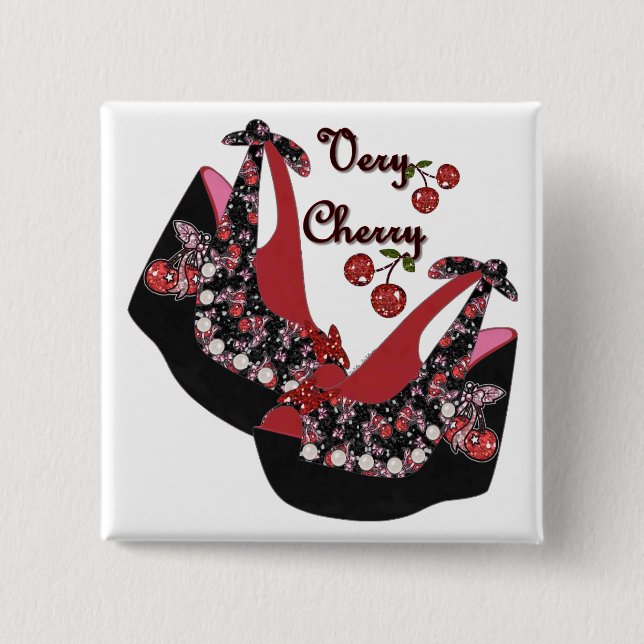 Macaron Carré 5 Cm Rockabilly Very Cherry Shoes (Devant)