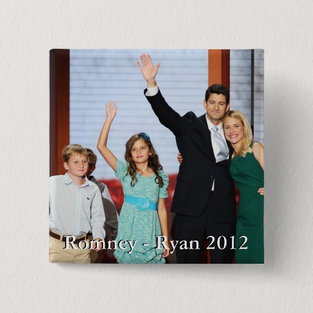 Macaron Carré 5 Cm Romney-Ryan 2012 ! ! ! (Devant)